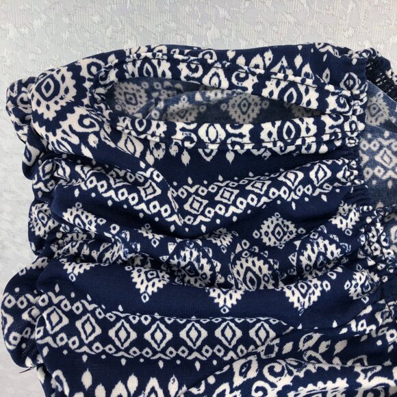 Agenda Dark Blue and White Cold Shoulder Scoop Neck Top Size S - Picture 6 of 12
